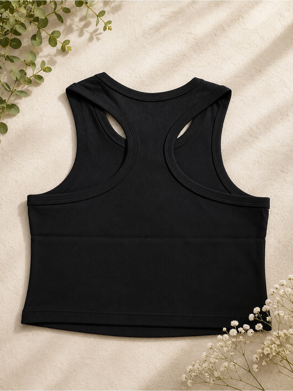 Black Ribbed Cropped Tank - Picture 2 of 2